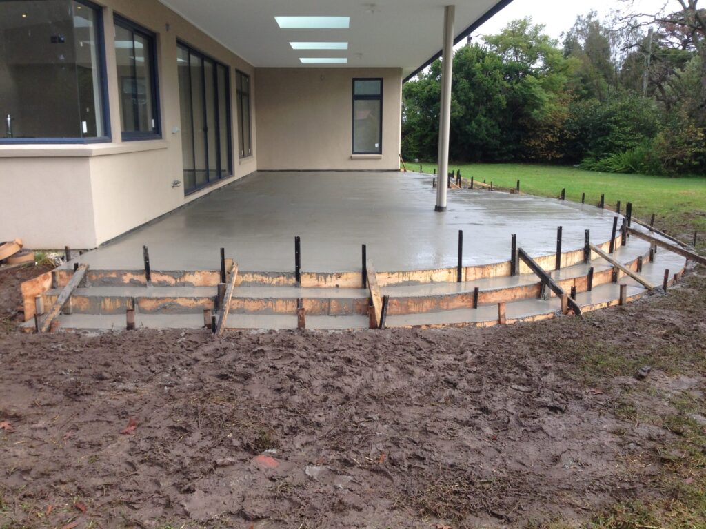 Alfresco slab preparation in Mornington by InEx Lifestyle Design landscapers