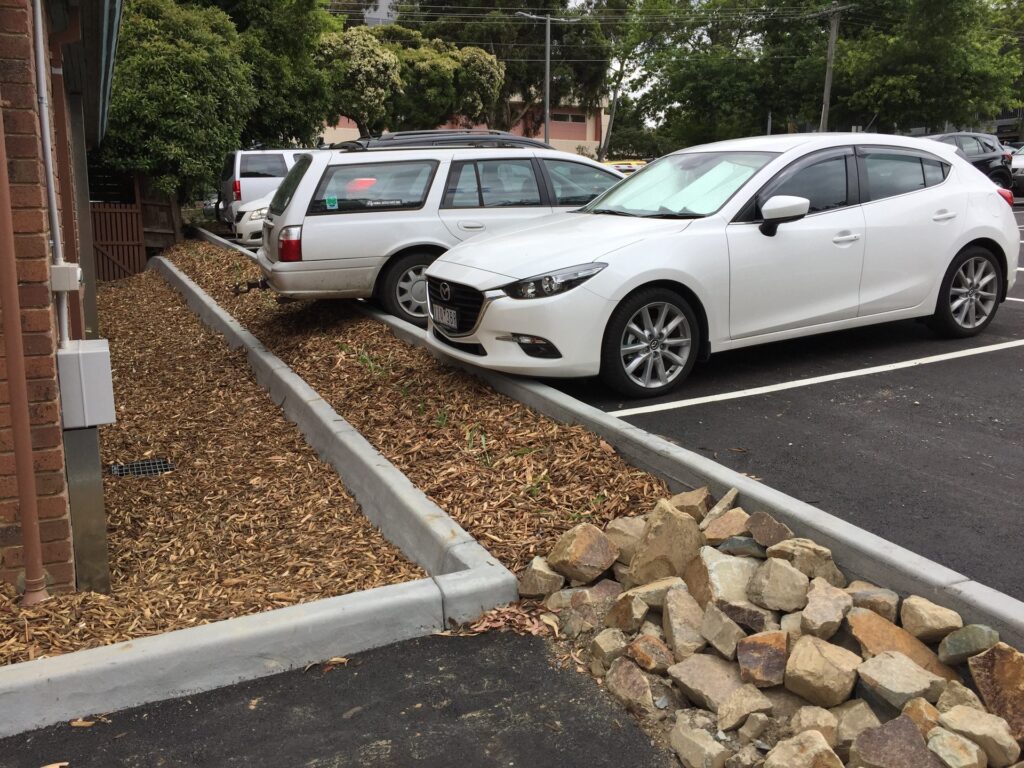 Commercial car park landscaping by InEx Lifestyle Design landscapers