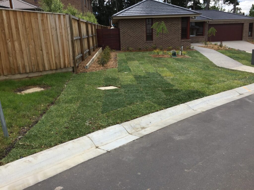 Instant turf front yard in Donvale by InEx Lifestyle Design landscapers