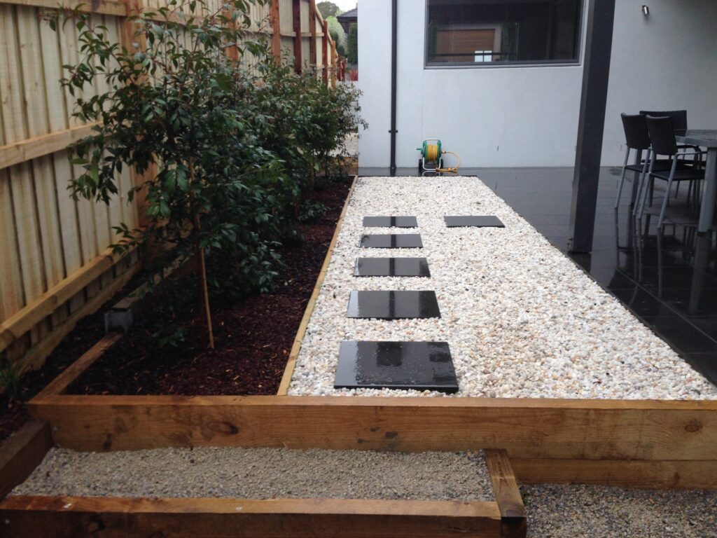 Stepping stones pebble sleepers in Glen Iris by InEx Lifestyle Design landscapers